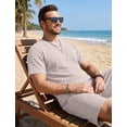 thumbnail image 5 of COOFANDY Men' 2 Pieces Outfits Vacation Casual Shirt and Pants Set Cotton Summer Cruise Matching Sets Texture Track Suits, 5 of 6