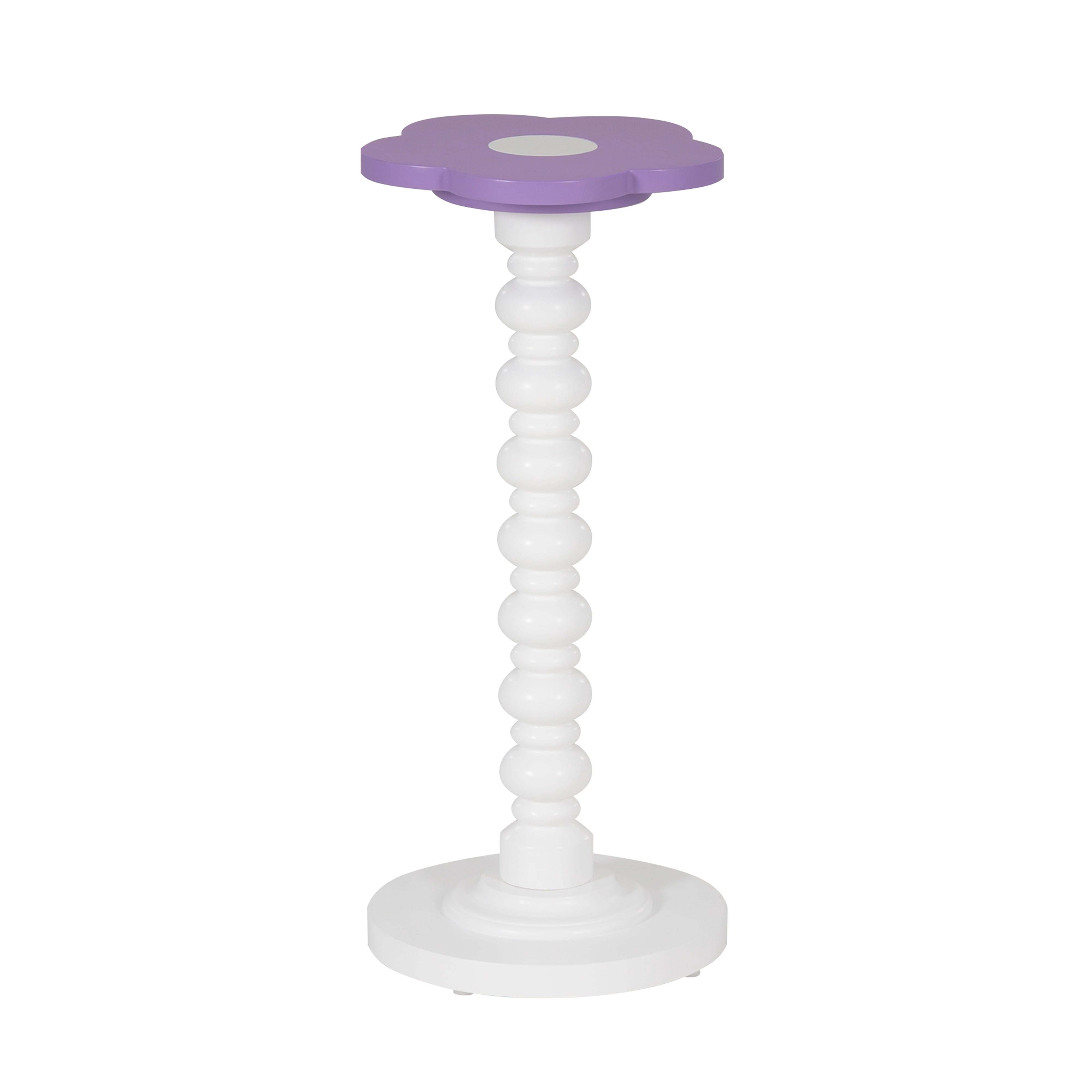 Linon Carice Kids Flower Side Table, Tall, White/Purple