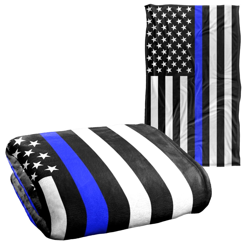 NEW Super Soft American Flag Style Navy Blue White Star Microfiber Throw Blanket 