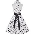 thumbnail image 3 of DeHolifer Women Dresses Vintage Rockabilly 50s Retro Hepburn Style Halterneck A-Line Swing Dresses White 2XL, 3 of 3