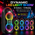 thumbnail image 5 of Wireless Bluetooth Speaker, 60W Loud Party Speaker with Beat Sync Lights, TWS Stereo, 4400mAh Power Bank, FM, AUX, TF, USB, Portable Handle Speaker for Outdoor Camping Beach Garage Home Party, 5 of 9