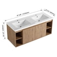 48" Bathroom Vanity Double Sink Combo, Wall Mounted Bathroom Storage Cabinet Set with 2 Soft ...