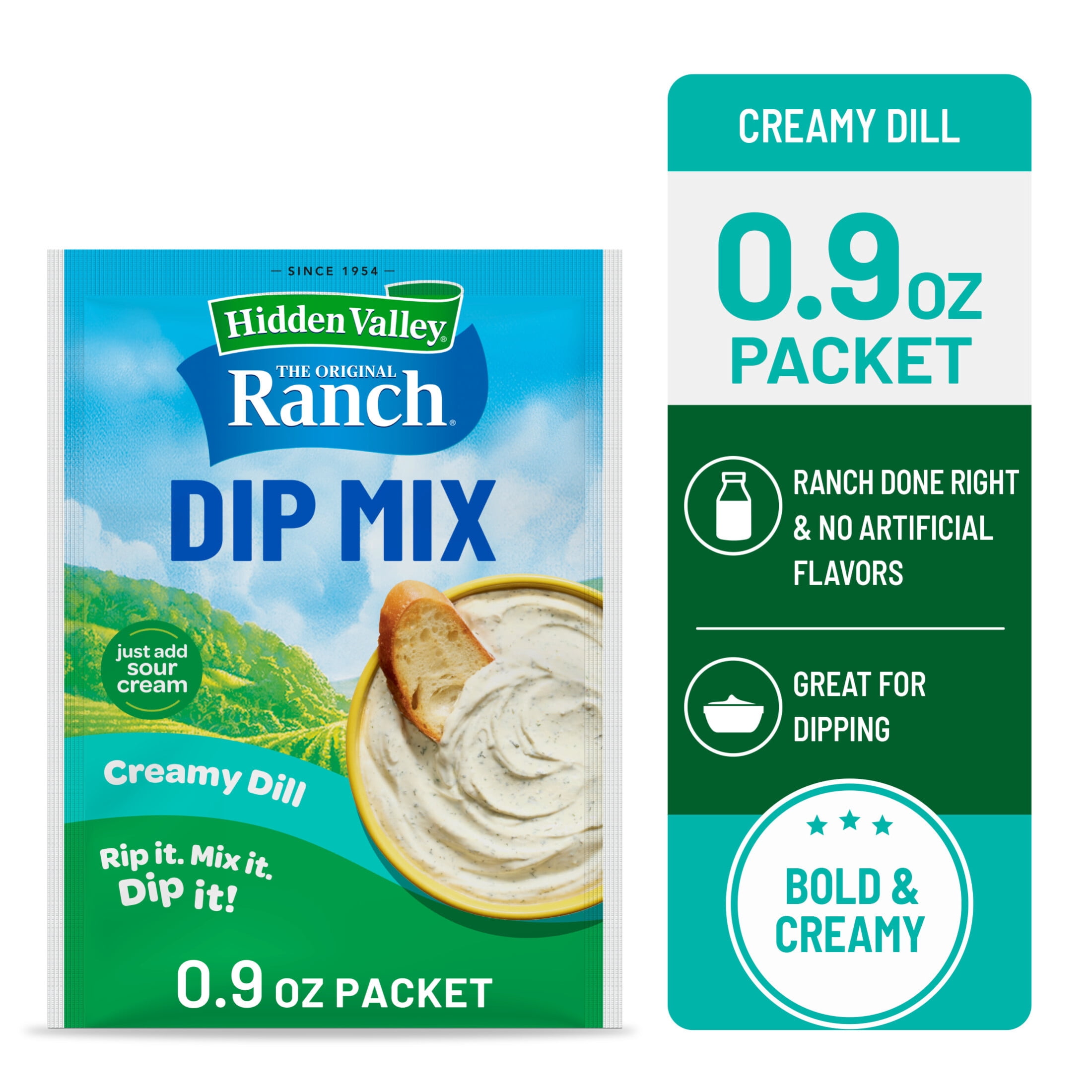 (5 pack) Hidden Valley Creamy Dill Ranch Dip Mix, 0.9 oz Packet