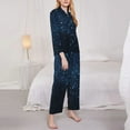 thumbnail image 4 of Disketp Pajamas Set Long Sleeve Sleepwear Womens Button Down Nightwear Pj Sets-Blue Glitter Retro, 4 of 9