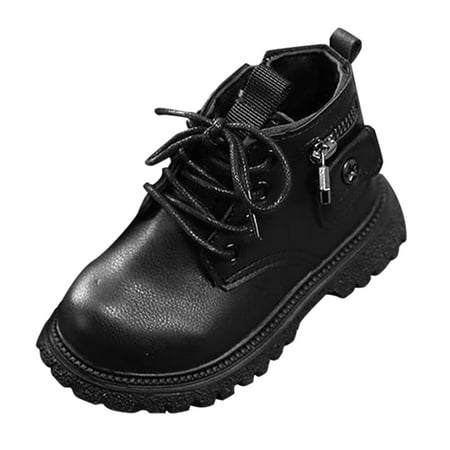 

JDEFEG Water Proof Shoes for Boys Autumn Winter New Boys Girls British Style Single Boot Boys Kids Side Zipper Fashion Short Trend Shoes Winter Boots Boy Size 6 Pu Black 25