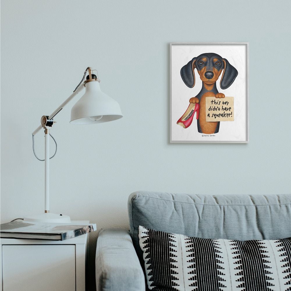 Stupell Industries Funny Dachshund Chewed Shoe Joke Family Pet Humor Designed by Danny Gordan