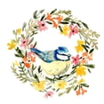 thumbnail image 3 of Caroline, Emma 20x20 Black Modern Framed Museum Art Print Titled - Springtime Wreath and Bird I, 3 of 5