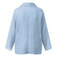 thumbnail image 4 of WTOBBY Women's V-Neck Pullover Long Sleeve Top, Cotton Linen Casual T-Shirt for Fashion Comfort, Relaxed Fit with Soft Stretch Fabric, Daily Wear Essential,Sky Blue 3XL, 4 of 5