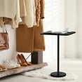 thumbnail image 3 of Modern Minimalist Dining Table with Artificial Marble Top Side Coffee Table Black, 3 of 5