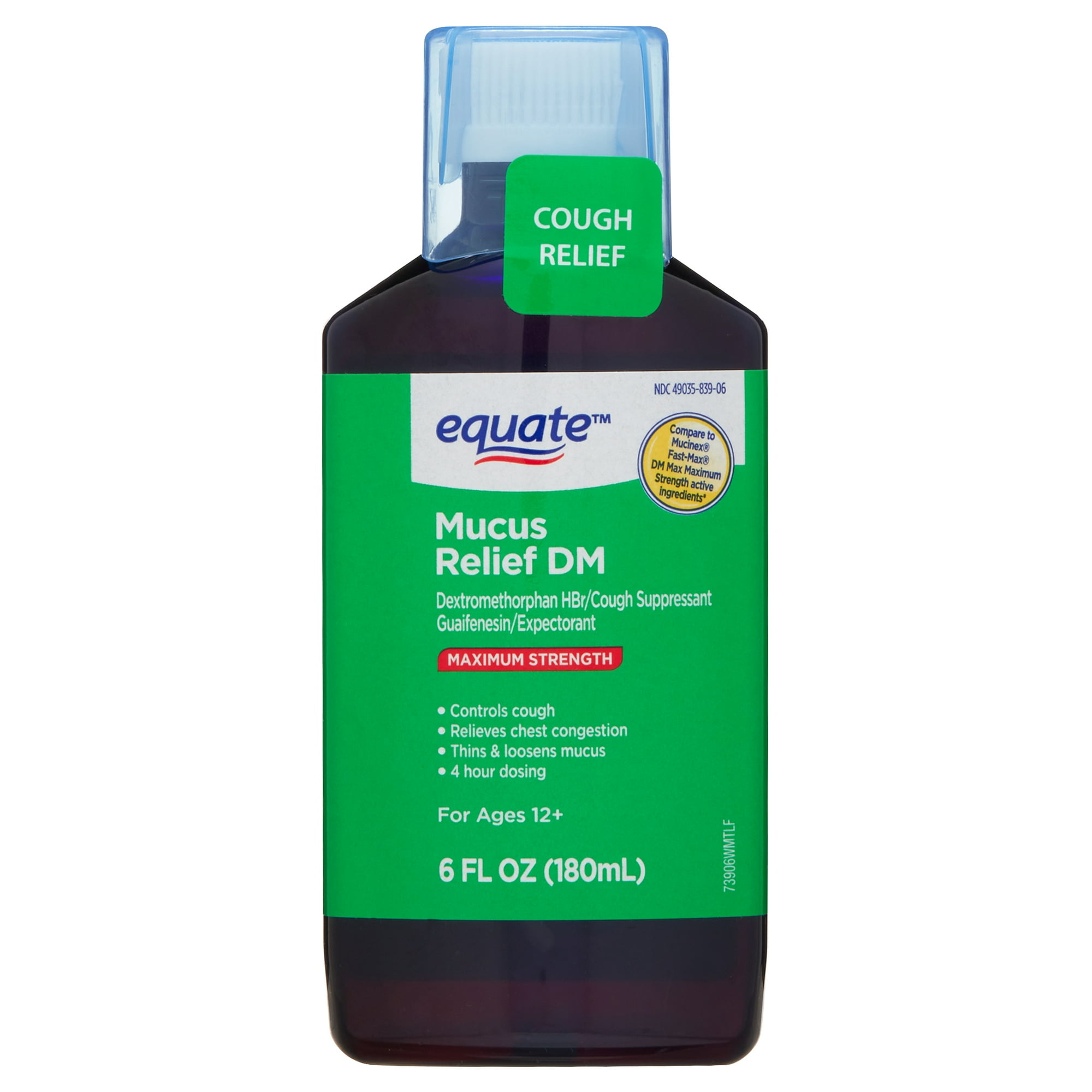 Equate Mucus Relief DM Maximum Strength Cough Suppressant & Expectorant Liquid, 6 fl oz