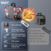 AWT 8 in1 200A Aluminum MIG Welder, 110/220V Gas MIG/Gasless Flux Core MIG/Stick/Lift TIG/Spot Welding/Spool Gun Welding Machine With LED Digital Display
