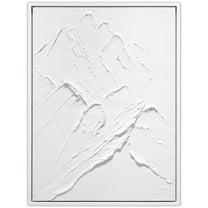 Mountain Majesty Heavily Textured Hand Painted White Framed Canvas Wall Art