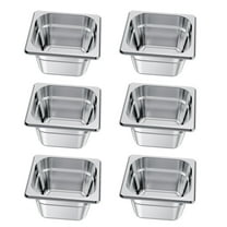 KFFKFF 6-Pack Stainless Steel Steam Table Pans, 1/6 Size, 4-Inch Depth, Durable Catering Storage for Home, Events, Restaurants, Hotels, and Buffets