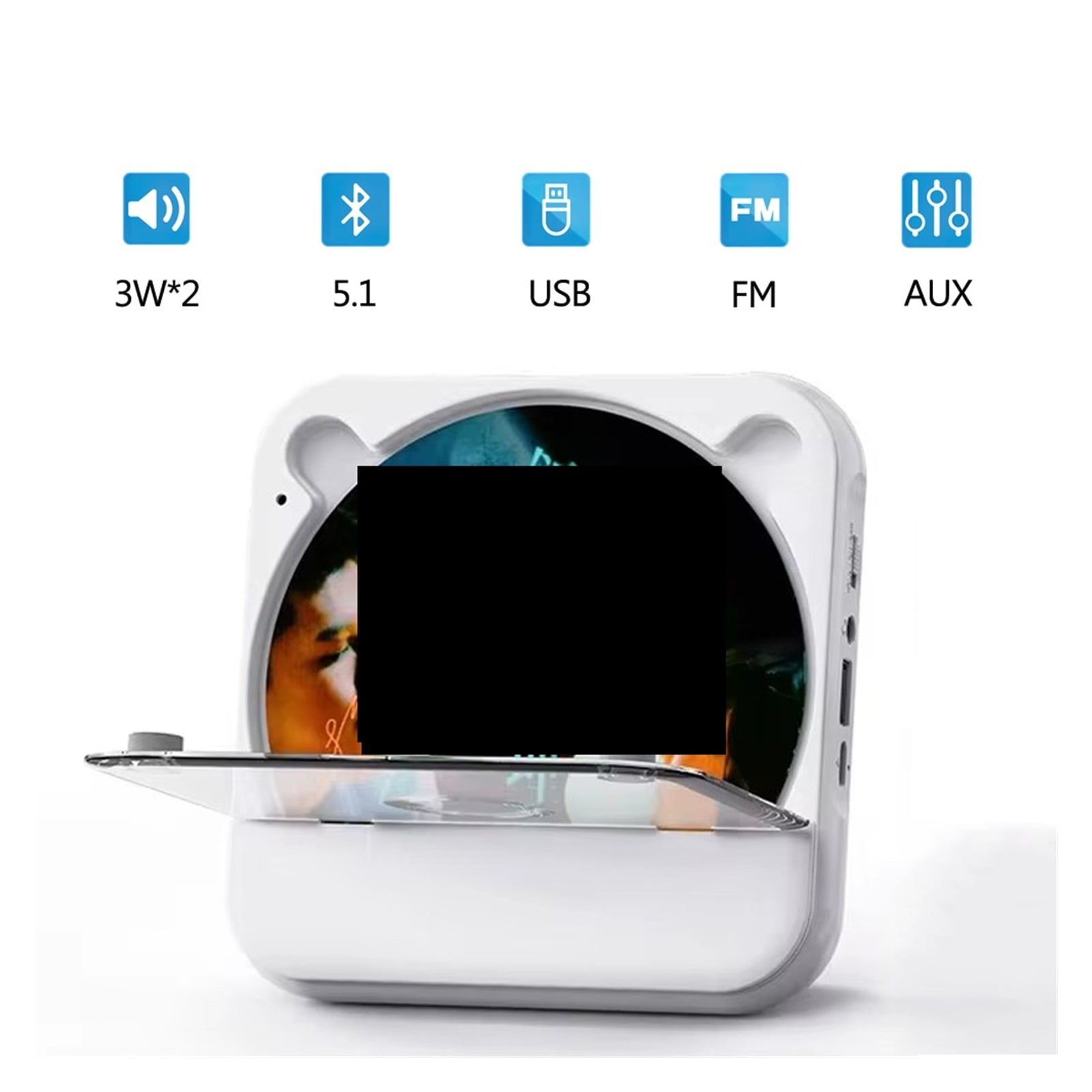 Portable CD Player KC-818 Stereo Playback Bluetooth 5.1 Built-ln 2000mAH Battery