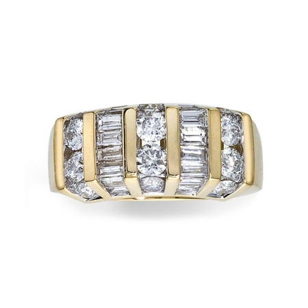2CT Diamond Round/Baguette Band in 14K Yellow Gold