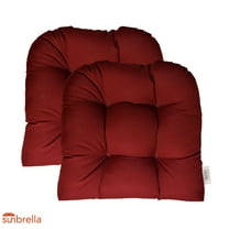 RSH Décor Sunbrella Indoor Outdoor Set of 2 U-Shape Wicker Tufted Seat Cushions, Standard, Canvas Burgundy