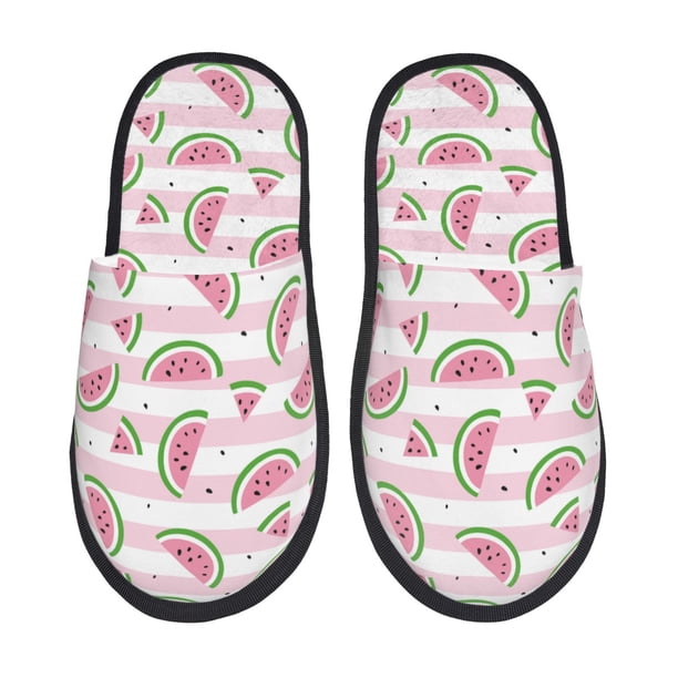 Fotbe Watermelon Pantuflas Peludas para Mujer con Estampado, Zapatillas de Peluche, Zapatos de Invierno para Casa, Uso Interior y Exterior-Medium