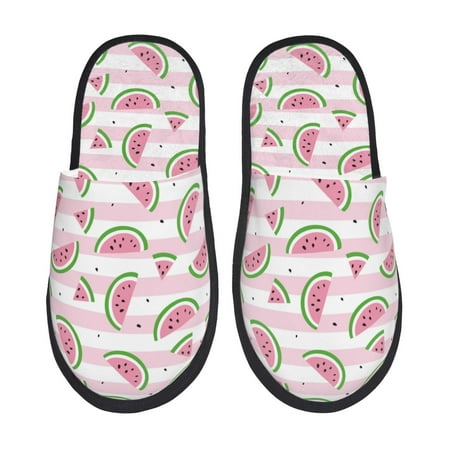 Balery Watermelon Slient Indoor Furry Fleece Comfort House Shoes Soft Non-Slip Home Shoes Cotton slippers House Slippers-- Medium
