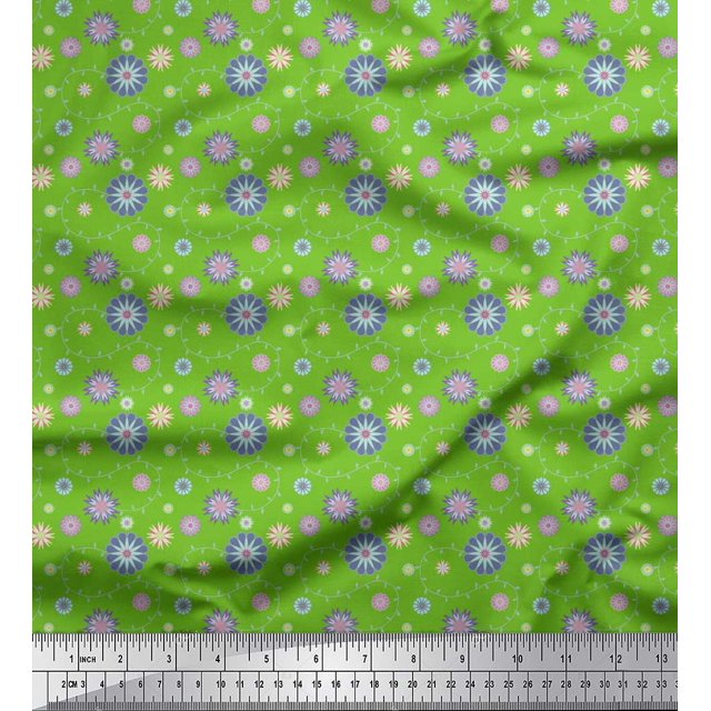 Soimoi Poly Georgette Fabric Artistic Floral Print Sewing Fabric Yard 52 Inch Wide