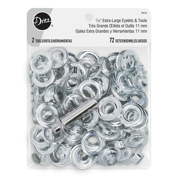 Dritz 7/16" ExtraLarge Eyelets with Tools, Zinc, 72 Sets