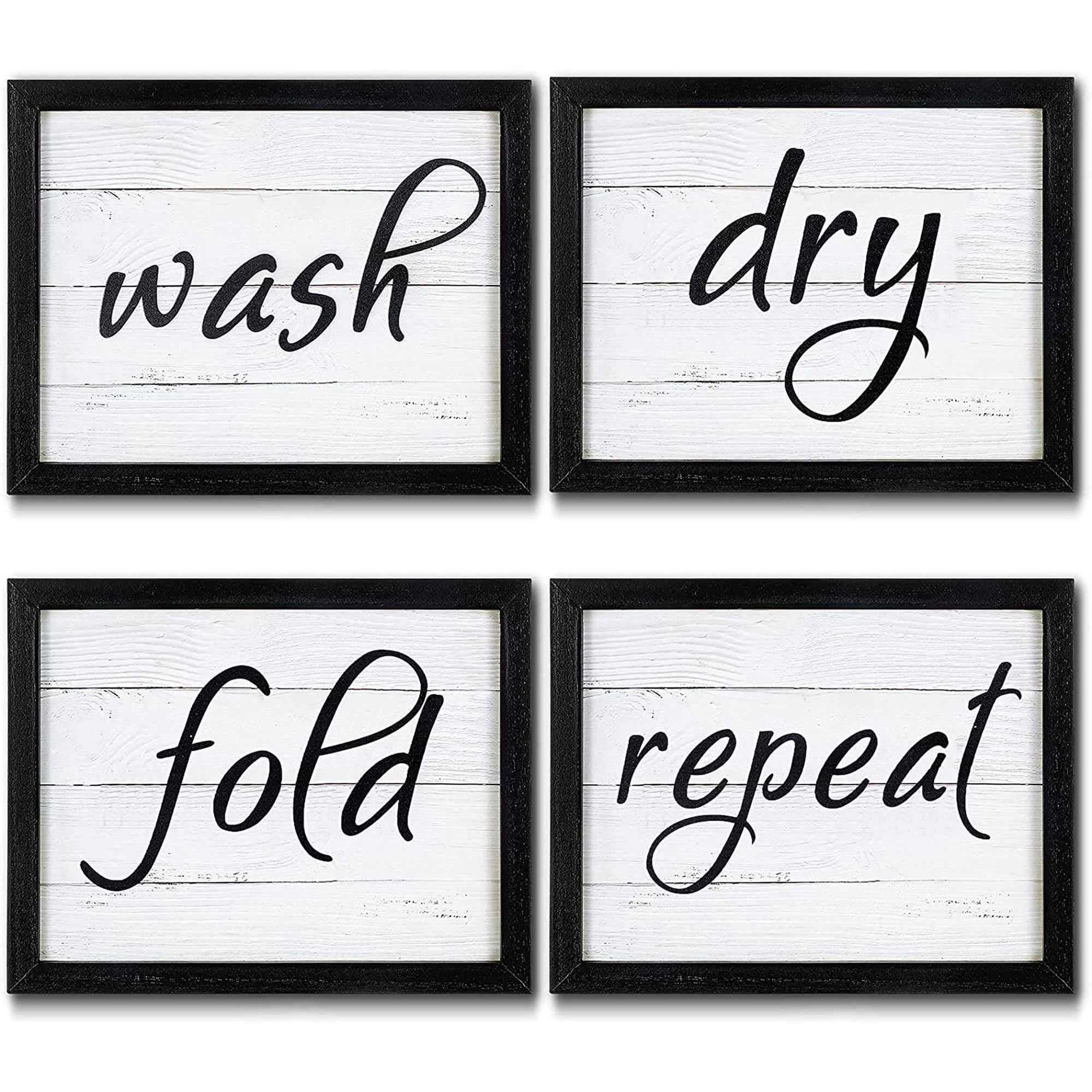 4 Pieces Funny Laundry Signs Wash, Dry, Fold, Repeat Sign Funny Laundry  Room Wall Art Signs Framed Rustic Farmhouse Hanging Wood Wall Decor for  Home Laundry Bathroom, 10 x 8 Inch | Walmart Canada