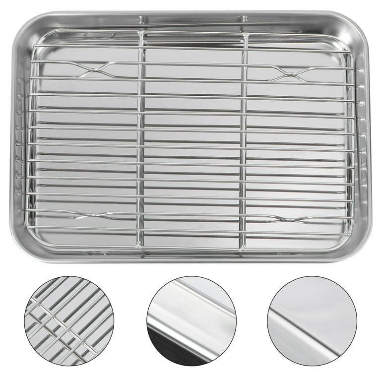 Stainless Steel Grill Pan With Removable Cooling Rack Set For Oven, Grill  Tray Dishwasher Safe + 1 Stainless Steel Cooking Rack 