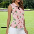 thumbnail image 2 of Yuyamidu Candy Canes Golf Shirt for Women Pink Christmas Sleeveless 1/4 Zip Up Golf Shirt Tank Tops Bow Athletic Shirts Size XL, 2 of 8