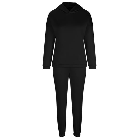 jsaierl Sweatsuits for Women Set 2 Piece Solid Long Sleeve Hooded Sweatshirt and Pants Casual Sports Jogger Tracksuit Outfit