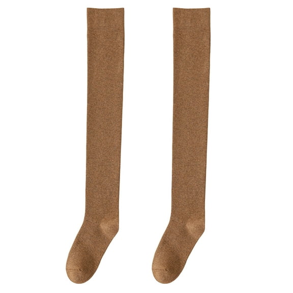 Mosey 1 Pair Women Long Socks Solid Color Thigh High Stockings Autumn Winter Japanese Good Stretch Stockings for Daily Wear