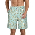 thumbnail image 2 of Uemuo Cute Honeybees Pattern Men's Swim Trunks Hawaiian Beach Bathing Suit Swimsuits Beach Quick-Dry Shorts with Pockets-Small, 2 of 9