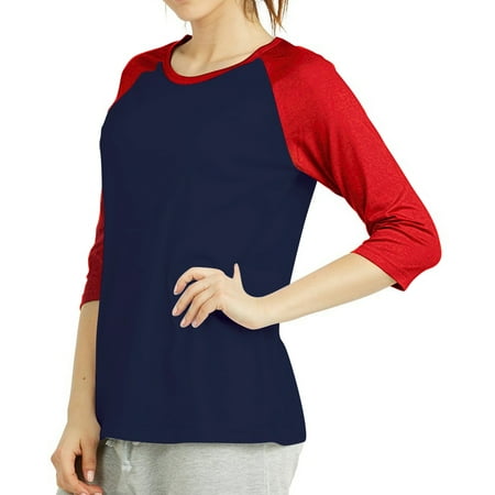 Sofra/Cottonbell Women Jersey Raglan 3/4 Sleeve Baseball Tee Shirts Top price history on PriceWatchPro