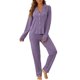 thumbnail image 1 of INSPIRAR CHIC Conjunto de Pijamas para Mujeres de Manga Larga con Botones y Pantalones, Juego de Pijamas a Juego de Dos Piezas para Navidad, S Púrpura, 1 of 6