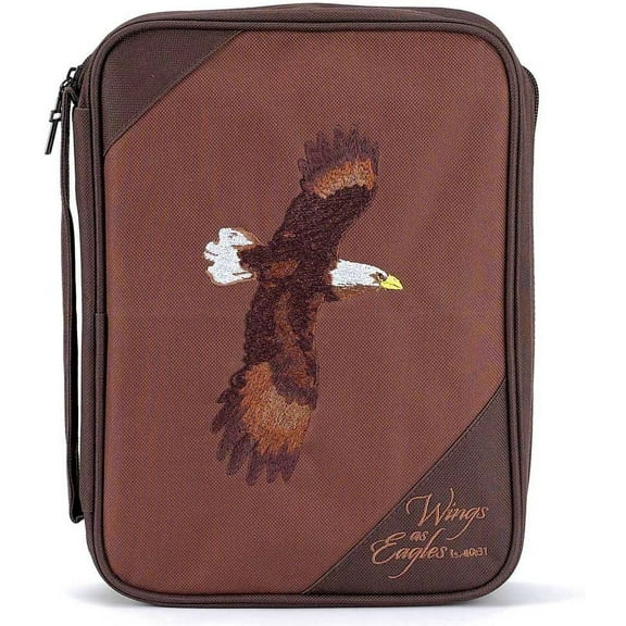 Brown Eagles Isaiah 40:31 Reinforced Polyester Bible Cover Case with Handle