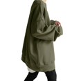 thumbnail image 2 of Sudadera Holgada de Cuello Redondo para Mujer, de Larga, Informal, de Algodón, de Color Liso, para Otoño Verde M, 2 of 5