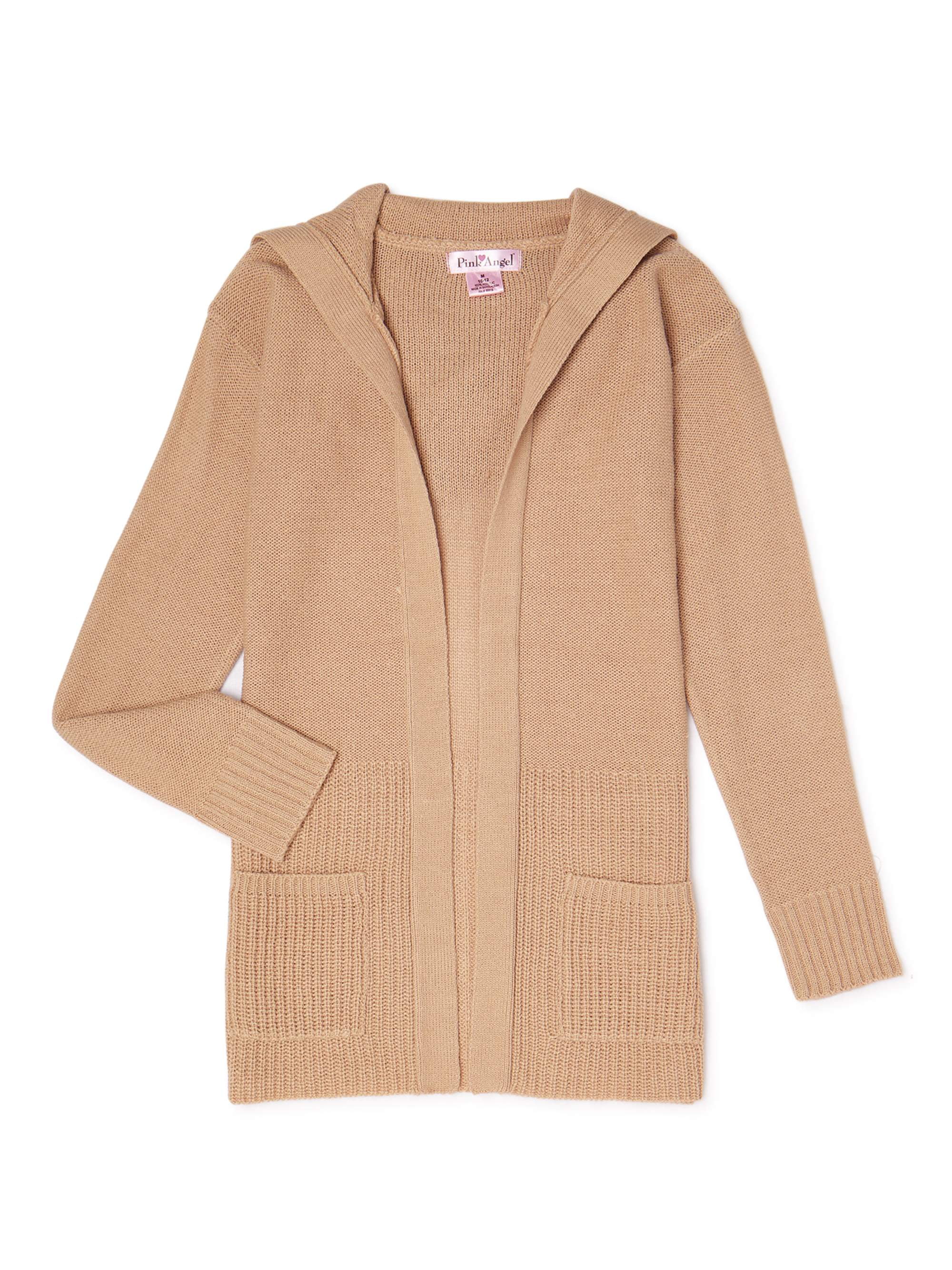 Pink Angel Girls Hooded Long Cardigan Sweater, Sizes 716