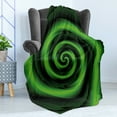 thumbnail image 4 of Spires Soft Flannel Fleece Throw Blanket, Digitally Generated Swirling Decreasing with Vibrating Colors Print, Cozy Plush for Indoor and Outdoor Use, 70" x 90", Green, by Ambesonne, 4 of 5