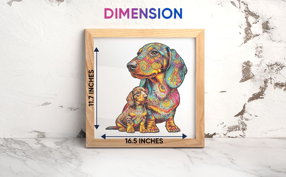 Nestologi Dachshund Weiner Dog Premium Wooden Jigsaw Puzzle - Large - 5 Hours to Complete