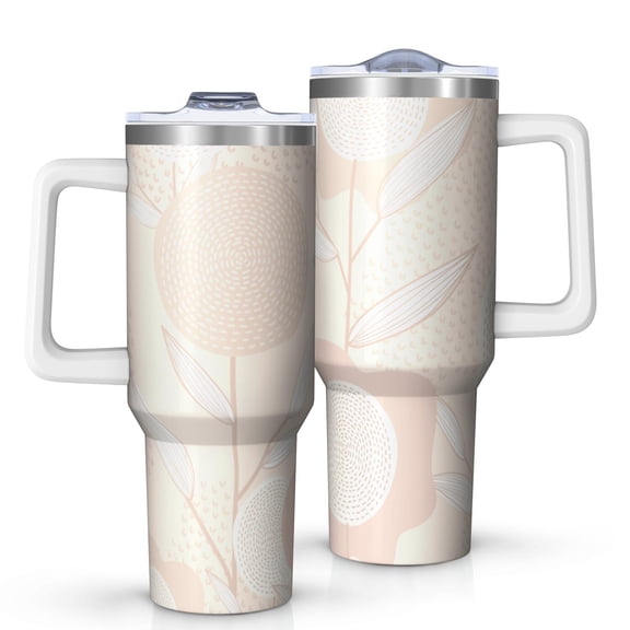Floral 40oz Tumbler– Stainless Steel Insulated Tumbler with Handle and Straw, Large Capacity Travel Cup for Hot & Cold Drinks,Thanksgiving,Christmas, Spring,Flower