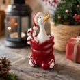 thumbnail image 3 of Resin Christmas Duck Decoration with Santa Hat and Red Stocking Design, White and Red, for Home Tabletop Mantel Display, Festive Figurine, 3 of 3