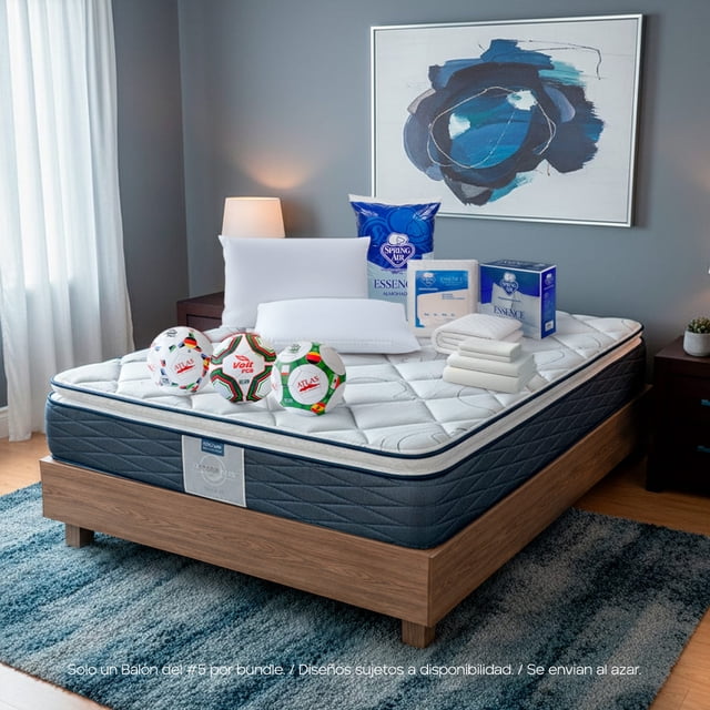 Colchón Queen Size Restonic + Protector + Almohadas + Sábanas Spring Air