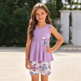 thumbnail image 2 of NOLDARES Toddler Girl Summer Clothing Outfits 2Pcs Sleeveless Tee Tank and Cute Pullover Shirt with Elastic Waist Shorts Set(Purple,4-5 Y), 2 of 9