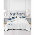 thumbnail image 3 of Navy Blue Spring Floral Full Size Down Alternative Comforter, Lightweight Comforter Quilt Bedding Set with Pillow Shams Farmhouse Butterfly All Seasons Bed Comforter Duvet Insert 78"x90", 3 of 7