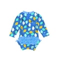 thumbnail image 2 of inhzoy Baby Girls Toddler Print UPF 50+ Sun Protection Rash Guard Swimsuit Blue 18-24 Months, 2 of 3