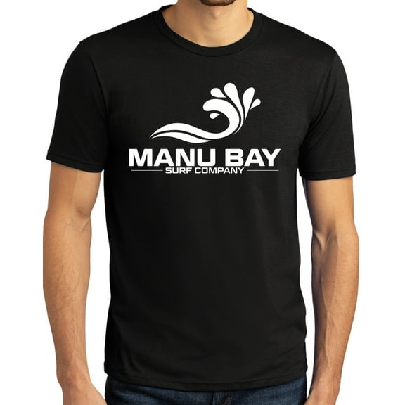 Manu Bay Surf Company Mens WHITE LOGO Surfer Revolutionary T-shirt, Large Black