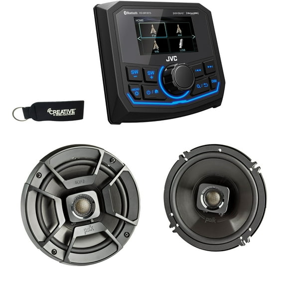 JVC KD-MR1BTS Bluetooth Marine Receiver w/ A Pair of Polk DB652 6.5" Marine Rated Speakers