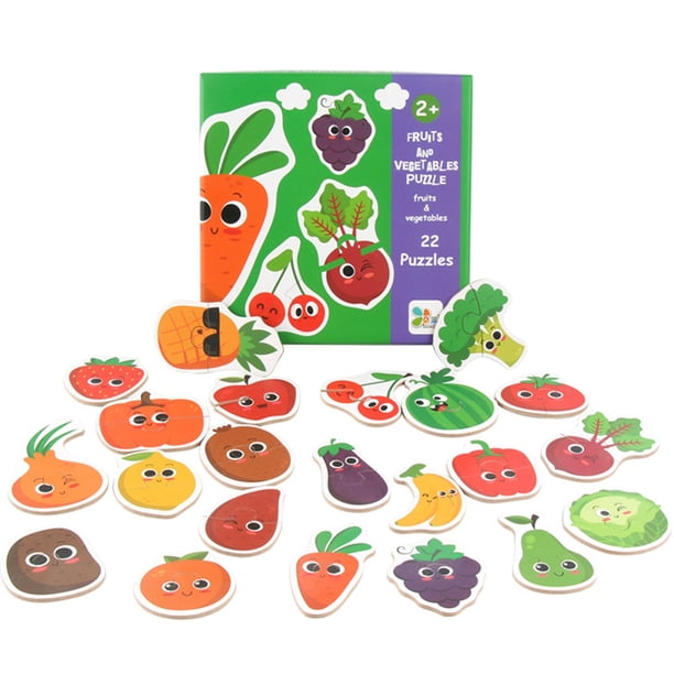 Grandes tarjetas de rompecabezas 3D de madera de dibujos animados de frutas y verduras de tráfico de bebé de aprendizaje educativo Jigsaw Toys Advancent WJ4004-03B