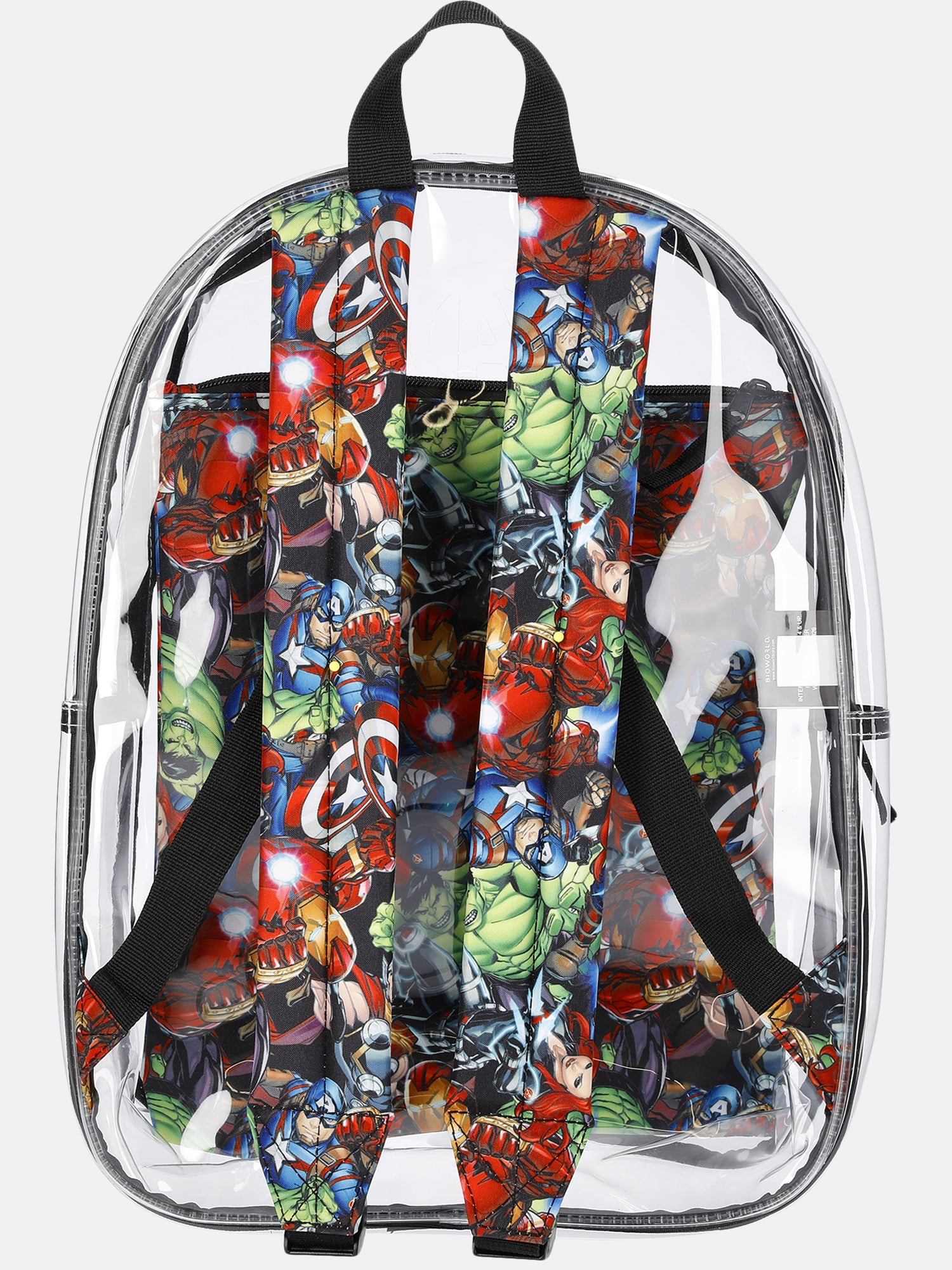 Marvel Avengers 17" Unisex Clear Backpack with Printed Laptop Sleeve, Black