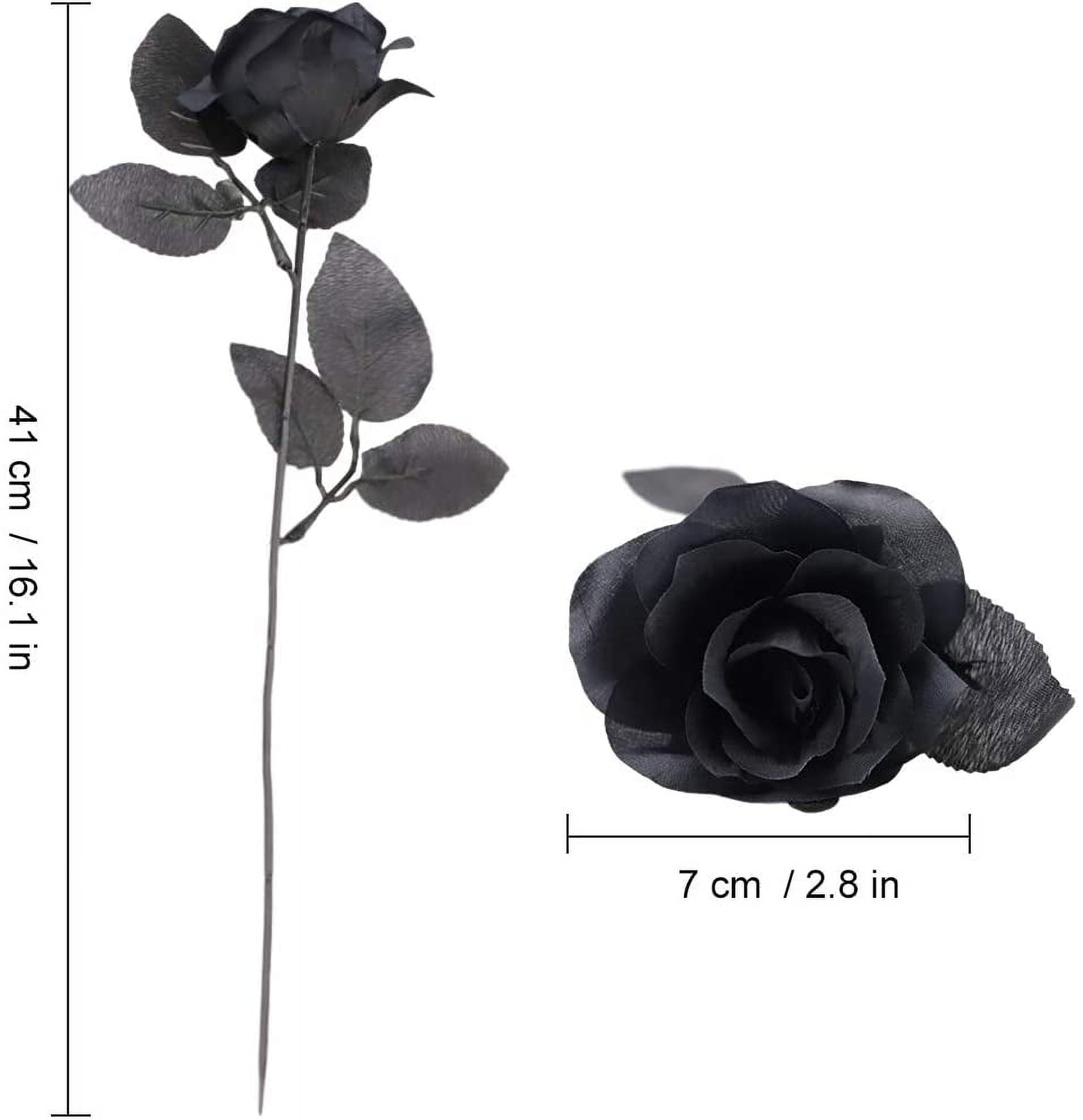 10pcs Black and White Roses Artificial Flowers with Stems, Faux Silk Flowers Bridal Gothic Wedding Bouquet, Realistic Blossom Flora for Home, Office, Hotel Decorations