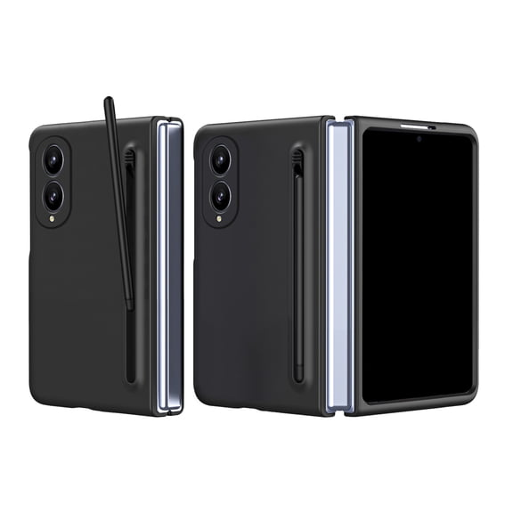 Poweltek Built-in Screen Protector Case For Samsung Galaxy Z Fold 8 Wide Case with Stylus Holder, Shockproof Full Body Slim Phone Cover, Black