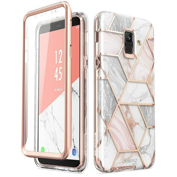 Samsung Galaxy A6 Case, [Built-in Screen Protector] i-Blason [Cosmo] Full-Body Glitter Sparkle Bumper Protective Case for Galaxy A6 (2018 Release) (Marble)